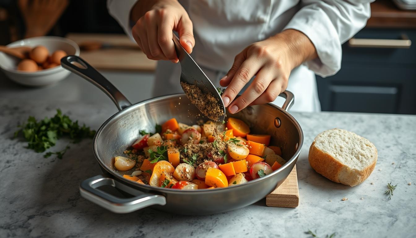 Balanced healthy meal prepared in a home kitchen